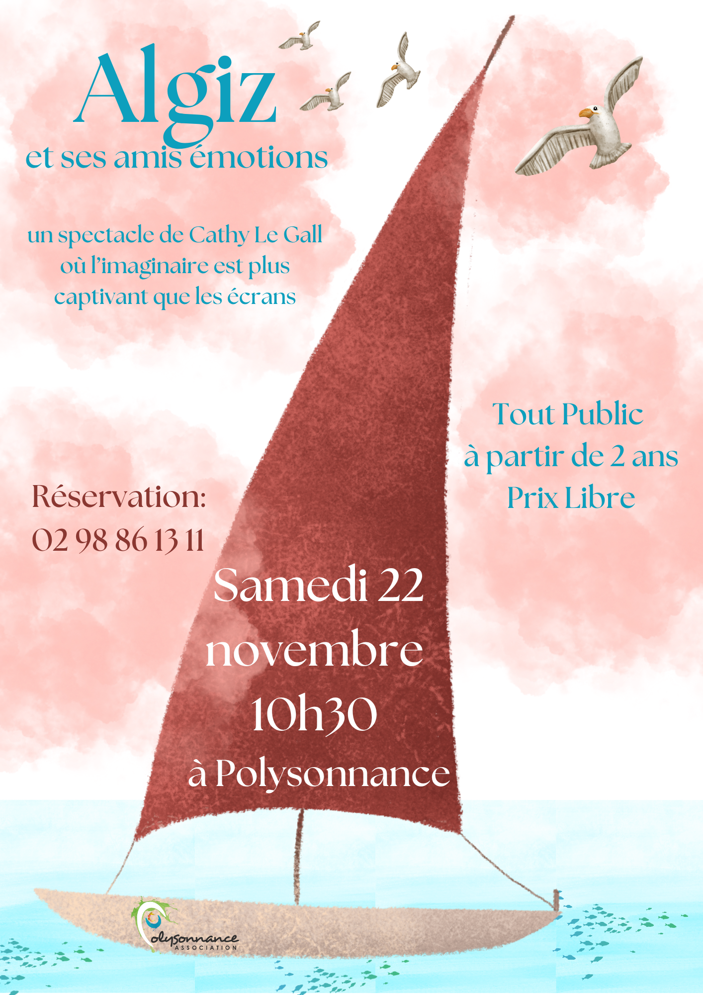 Embarquez le samedi 22 novembre à 10h30 à bord du navire de Cathy Le Gall et de ses amis émotions pour un spectacle captivant! Réservation au 02 98 86 13 11