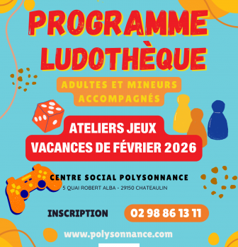 La ludothèque vous propose des ateliers jeu pour les vacances de février. Voici le programme!