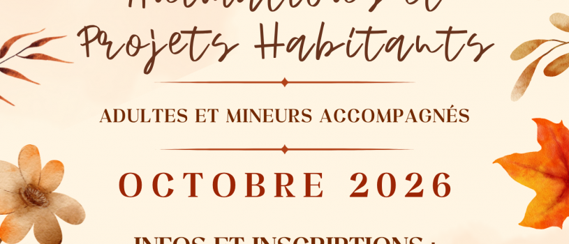 Voici le programme des animations et projets habitants pour le mois d&rsquo;octobre!!! inscriptions: 02 98 86 13 11