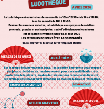 Programme de la Ludothèque pour les vacances de Printemps
