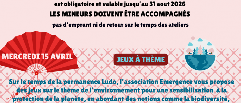 Programme de la Ludothèque pour les vacances de Printemps