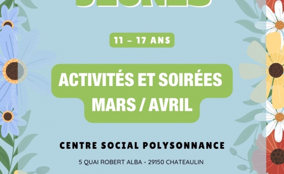 Voici le programme de l’Espace jeunes Châteaulin pour les mois de Mars et Avril 2025