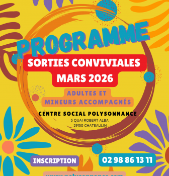 Programme des sorties conviviales (adultes et mineurs accompagnés) pour le mois de mars 2026