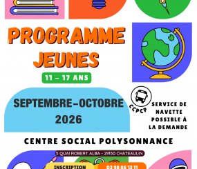 Voici le Programme Jeunes Septembre-Octobre 2026! Inscriptions au 02 98 86 13 11