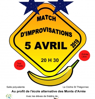 THEATRE : MATCH D IMPROVISATION THEATRALE VENDREDI 5 AVRIL à 20H30 au CLOÎTRE SAINT THEGONNEC