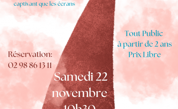 Embarquez le samedi 22 novembre à 10h30 à bord du navire de Cathy Le Gall et de ses amis émotions pour un spectacle captivant! Réservation au 02 98 86 13 11