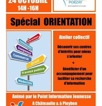 Atelier Spécial ORIENTATION – Mercredi 24 octobre – 14h-16h à Pleyben & Châteaulin