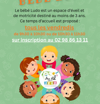 Le Bébé Ludo vous accueille dans la Ludothèque uniquement les vendredis à 9h30 ou 10h30 sur réservation au 02 98 86 13 11