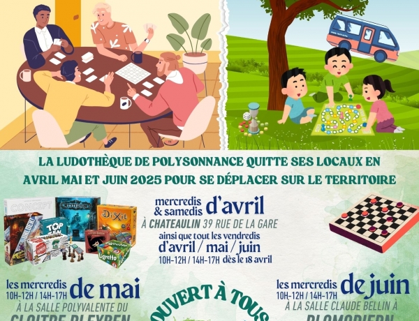 La Ludothèque de Polysonnance sera en itinérance les mois de MAI et JUIN 2025, vous pouvez retrouver le programme sur l’affiche qui suit :