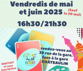 La ludothèque est ouverte les vendredis soirs au 39 rue de la gare, à Châteaulin.