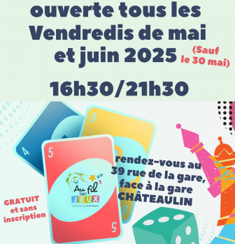 La ludothèque est ouverte les vendredis soirs au 39 rue de la gare, à Châteaulin.