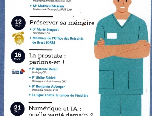 Nouveau RDV des Lundis de la Santé, le 12 octobre à 18h30 en retransmission à Polysonnance suivi d&rsquo;un jeu de mémoire. Info: 02 98 86 13 11