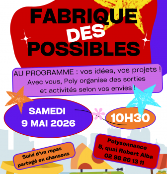 Prochaine Fabrique des Possibles le samedi 9 mai 2026 à 10h30 que l&rsquo;on pourra poursuivre par un repas partagé et une après-midi en chansons, cartes, papoteries, rigolades…ensemble!!!