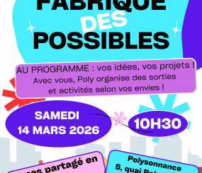 Venez participer à la création du programme des sorties à venir avec l&rsquo;équipe de Polysonnance le samedi 14 mars à 10h30. Repas partagé en chansons à l&rsquo;issue de la rencontre.