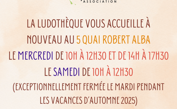 Venez jouer à la Ludothèque de Polysonnance pendant les vacances le mercredi de 10h à 12h30 et de 14h à 17h30, le samedi de 10h à 12h30 au 5 quai Robert Alba. renseignements: 02 98 86 13 11