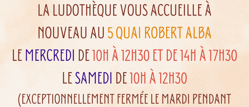 Venez jouer à la Ludothèque de Polysonnance pendant les vacances le mercredi de 10h à 12h30 et de 14h à 17h30, le samedi de 10h à 12h30 au 5 quai Robert Alba. renseignements: 02 98 86 13 11