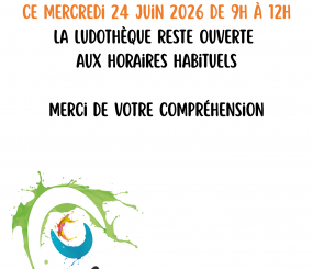 En raison des fortes chaleurs, fermeture exceptionnelle de l&rsquo;accueil de Poly l&rsquo;après-midi du mercredi 24 juin 2026. La ludothèque reste quant à elle ouverte aux horaires habituels