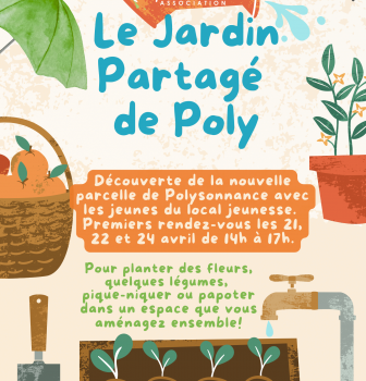 Goûter gratuit au Jardin de Poly le mardi 21 Avril à 15h30. Inscriptions: 02 98 86 13 11 ou en envoyant un mail à accueilpolysonnance@gmail.com