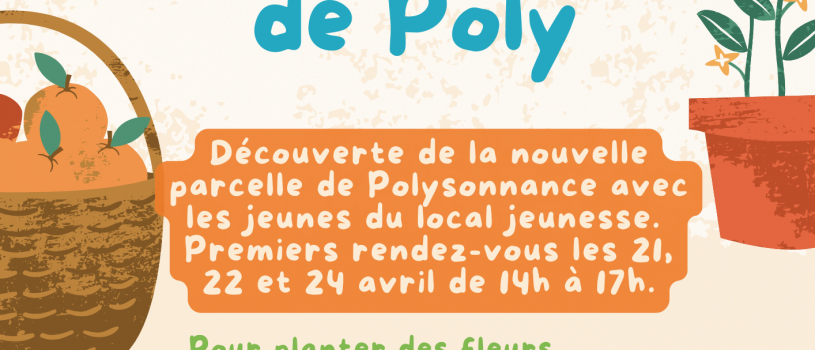 Goûter gratuit au Jardin de Poly le mardi 21 Avril à 15h30. Inscriptions: 02 98 86 13 11 ou en envoyant un mail à accueilpolysonnance@gmail.com