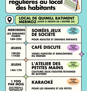 Découvrez toutes les activités du Local Habitants de Quimill!