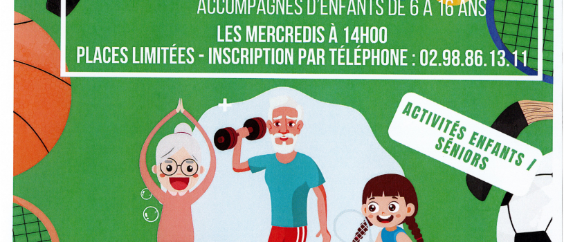 Vous avez plus de 50 ans et vous voulez bouger votre corps avec des activités physiques adaptées: rendez-vous les mercredis de 14h à 15h30 avec Polysonnance et Sport Santé Nutrition! Les 10 premières séances sont gratuites et vous pouvez venir avec vos enfants ou petits-enfants (de 6 à 16 ans)!!! Info: 02 98 86 13 11