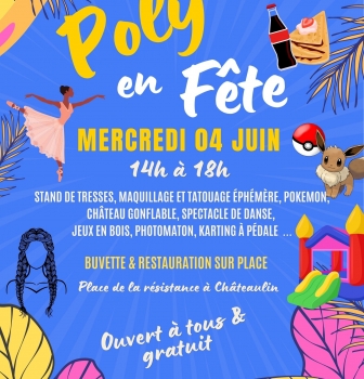 La fameuse Fête de la Jeunesse, devenue  POLY EN FÊTE , revient enfin au coeur de Châteaulin le 4 juin 2025 à la place de la Résistance (place du marché du jeudi matin) !