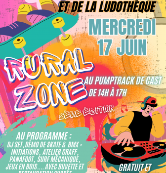 Fermeture de Polysonnance (accueil, local jeunes et ludothèque) ce mercredi 17 juin pour cause d&rsquo;animation. Rejoignez nous à Cast pour la RURAL ZONE de 14h à 17h!