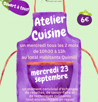 Hummm!!! ça sent rudement bon au local Quimill!!! C&rsquo;est l&rsquo;atelier cuisine !!!! Renseignements et inscriptions: 02 98 86 13 11