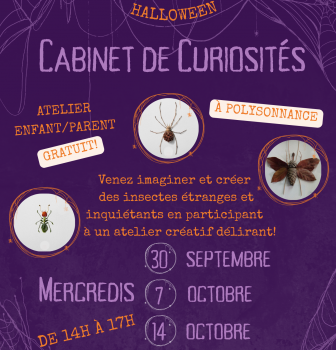 Atelier créatif pour les enfants accompagnés de leurs parents (ou le contraire!!) mercredi 30 septembre, 7 et 14 octobre de 14h à 17h. Gratuit et sans inscription! Info: 02 98 86 13 11