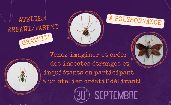 Atelier créatif pour les enfants accompagnés de leurs parents (ou le contraire!!) mercredi 30 septembre, 7 et 14 octobre de 14h à 17h. Gratuit et sans inscription! Info: 02 98 86 13 11