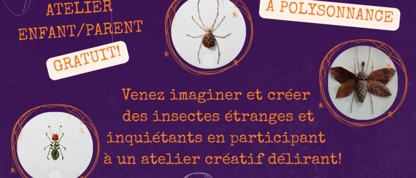 Atelier créatif pour les enfants accompagnés de leurs parents (ou le contraire!!) mercredi 30 septembre, 7 et 14 octobre de 14h à 17h. Gratuit et sans inscription! Info: 02 98 86 13 11