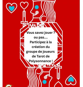 Passionnés, amateurs ou curieux, Polysonnance recherche des joueurs pour constituer une équipe de Tarot, une après-midi par semaine de 14h à 17h, pour la rentrée prochaine! Alors n’hésitez plus! informations: 02 98 86 13 11