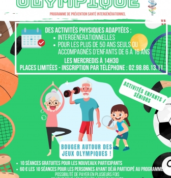 2ème cycle pour 2 défis olympiques différents adaptés à tous les physiques de plus de 55 ans. Pour toutes les infos: 02 98 86 13 11