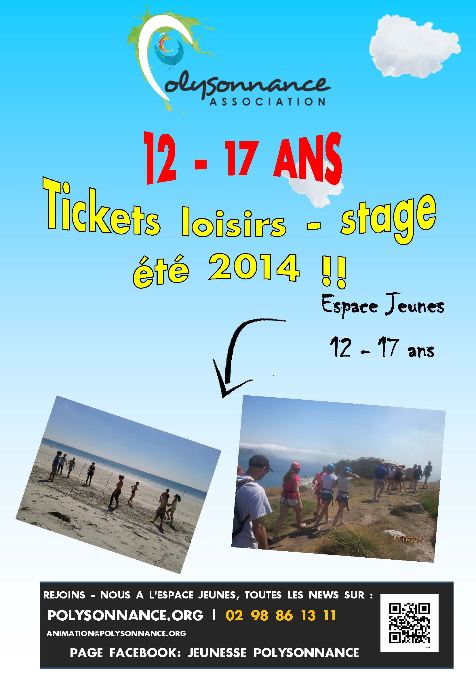 Plaquette des tickets loisirs et du stage de surf – été 2014