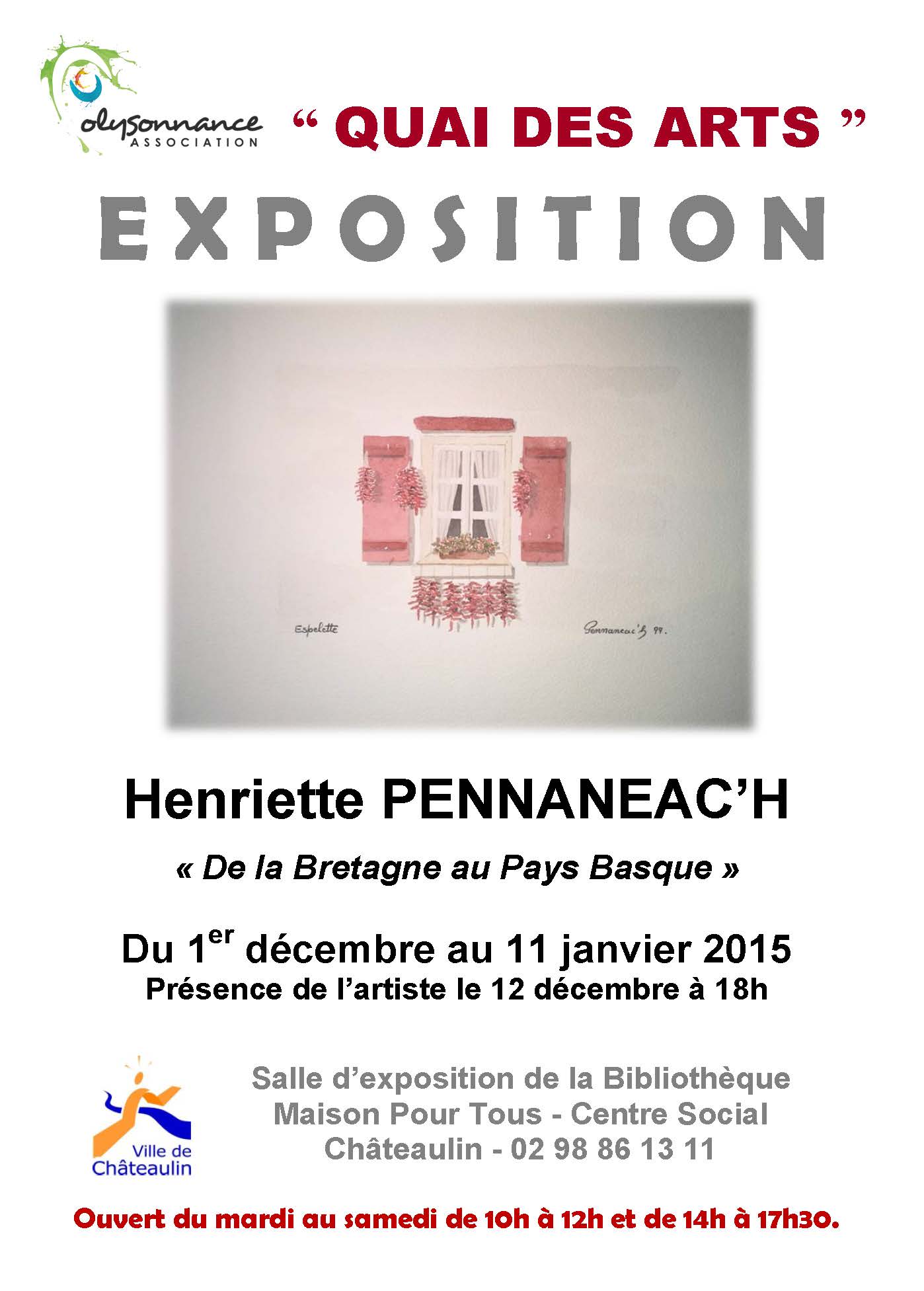 QUAI DES ARTS : EXPOSITION  D’HENRIETTE PENNANEAC’H DU 1ER DECEMBRE AU 11 JANVIER 2015