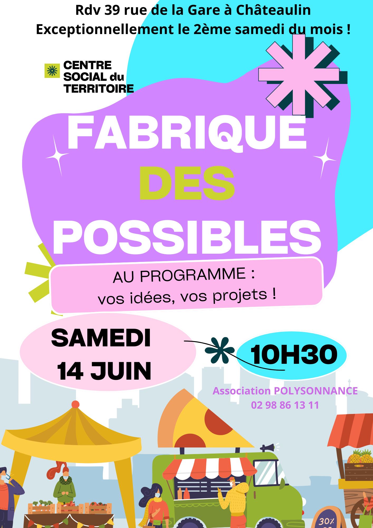 Fabrique des possibles le 14 juin 2025 ! Comme nous serons à la Fête du Sport le samedi 7 juin, exceptionnellement nous vous attendons à la Fabrique des Possibles le second samedi de juin.