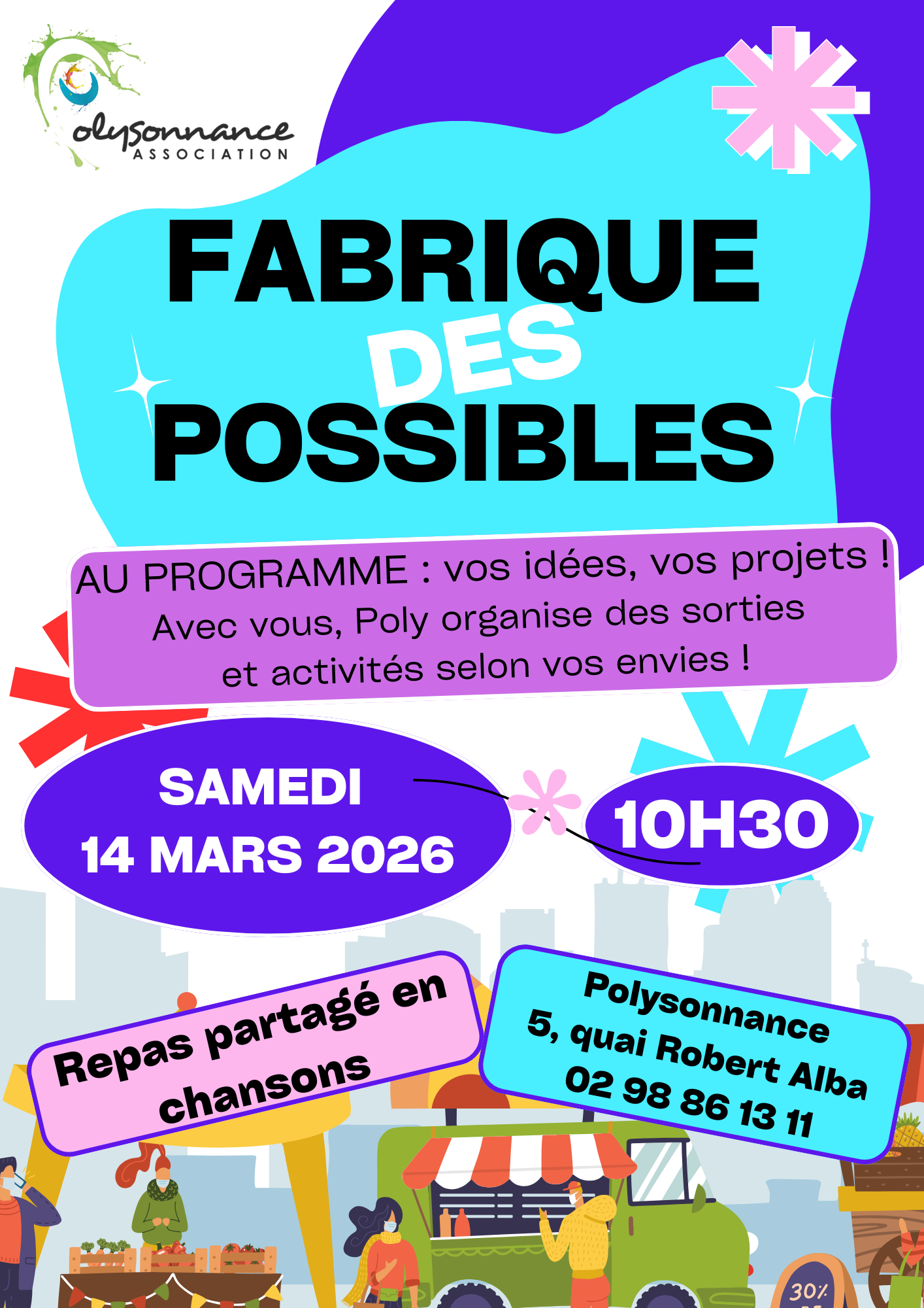 Venez participer à la création du programme des sorties à venir avec l&rsquo;équipe de Polysonnance le samedi 14 mars à 10h30. Repas partagé en chansons à l&rsquo;issue de la rencontre.