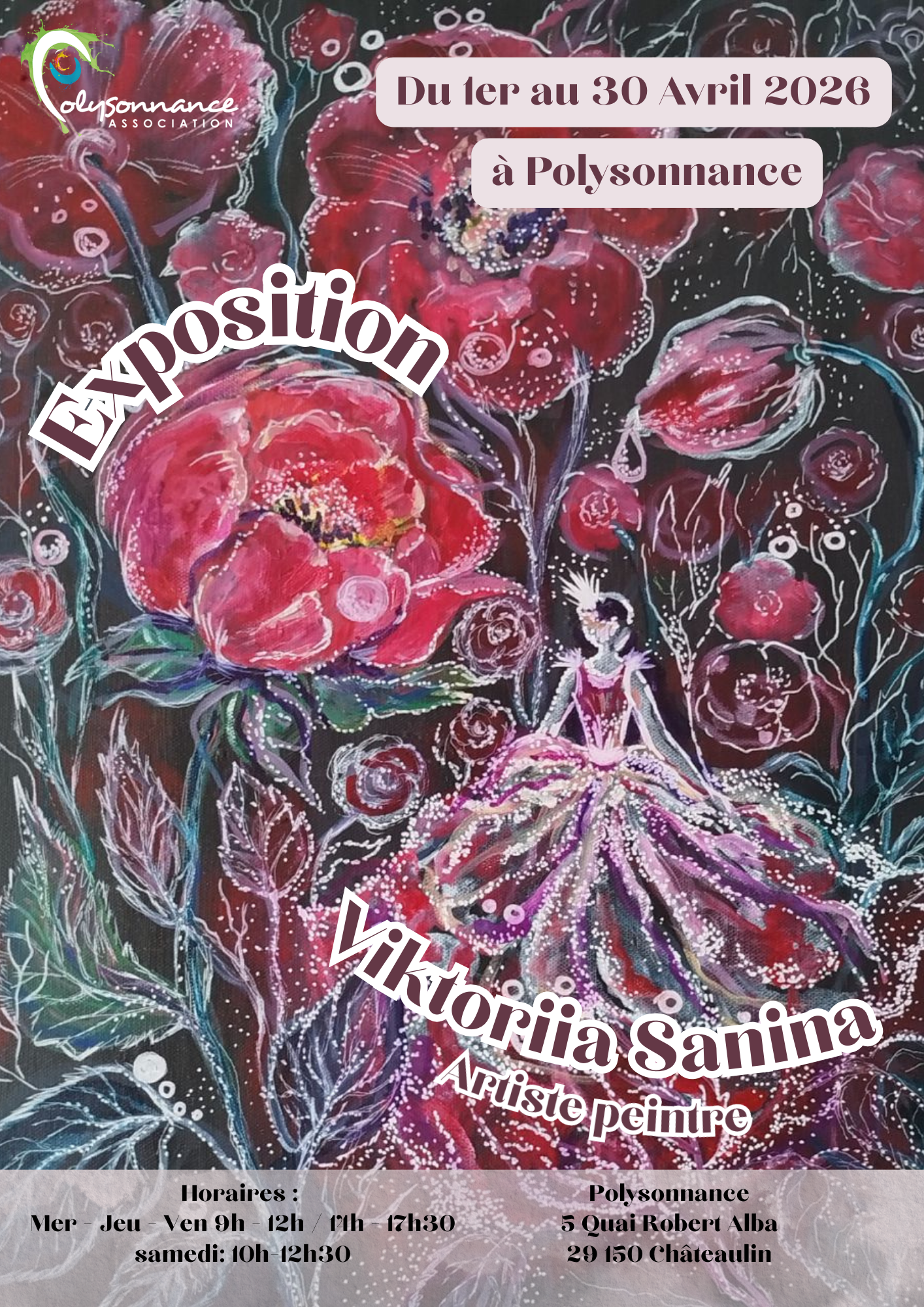 Vous pourrez découvrir les œuvres de Viktoriia Sanina, artiste peintre, à partir du 1er Avril 2026 sur les horaires de l&rsquo;accueil dans un Polysonnance aux couleurs du printemps japonais! Info: 02 98 86 13 11