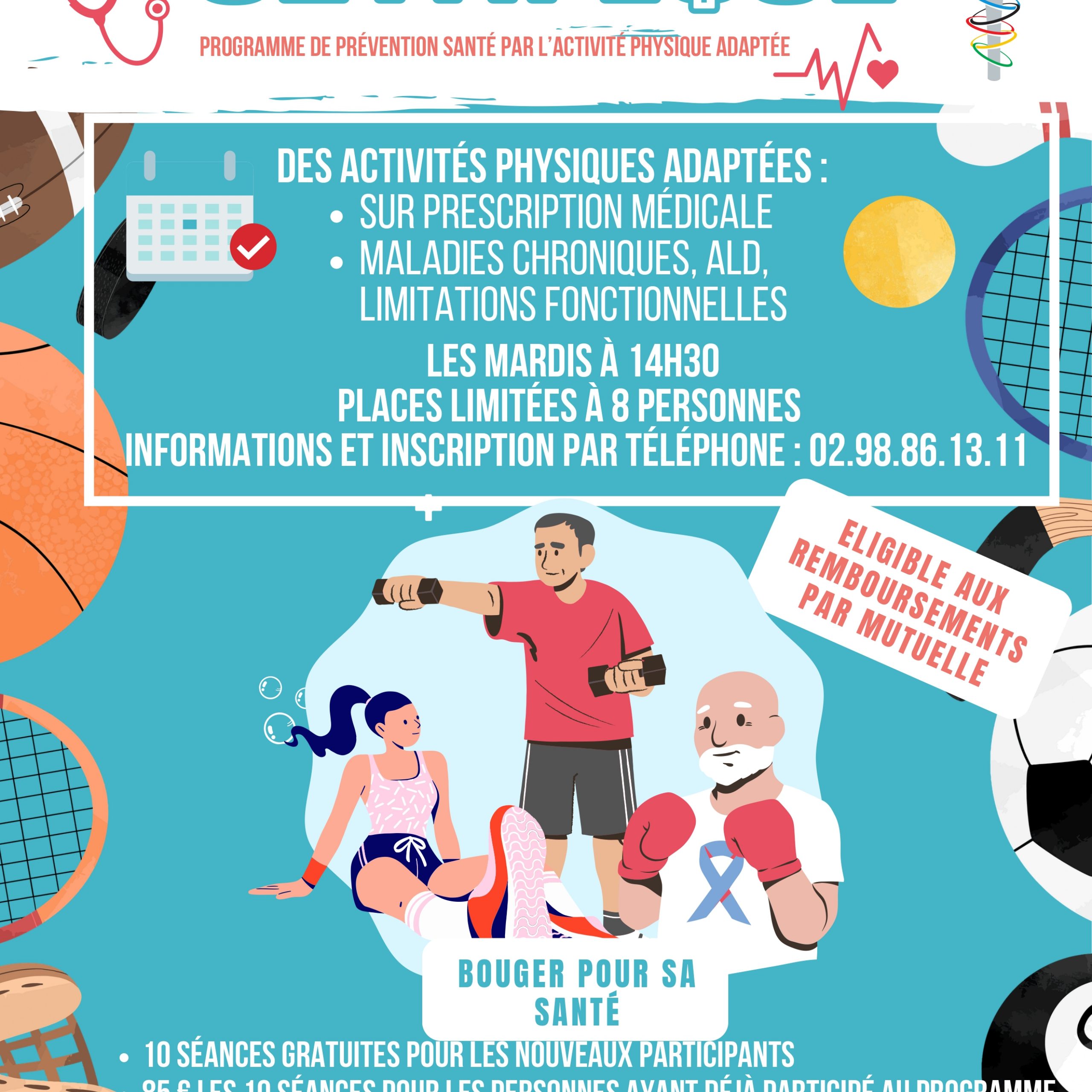 Mon Petit Défi Olympique: des activités physiques adaptées aux maladies chroniques, ALD et limitations fonctionnelles. Toutes les infos: 02 98 86 13 11