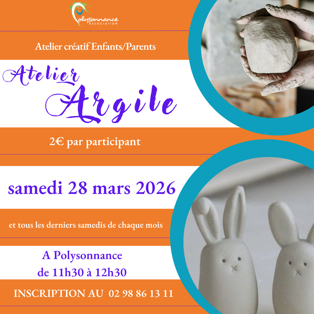 Nouveauté à Polysonnance! Atelier Enfants/Parents tous les derniers samedis du mois autour de l&rsquo;argile.