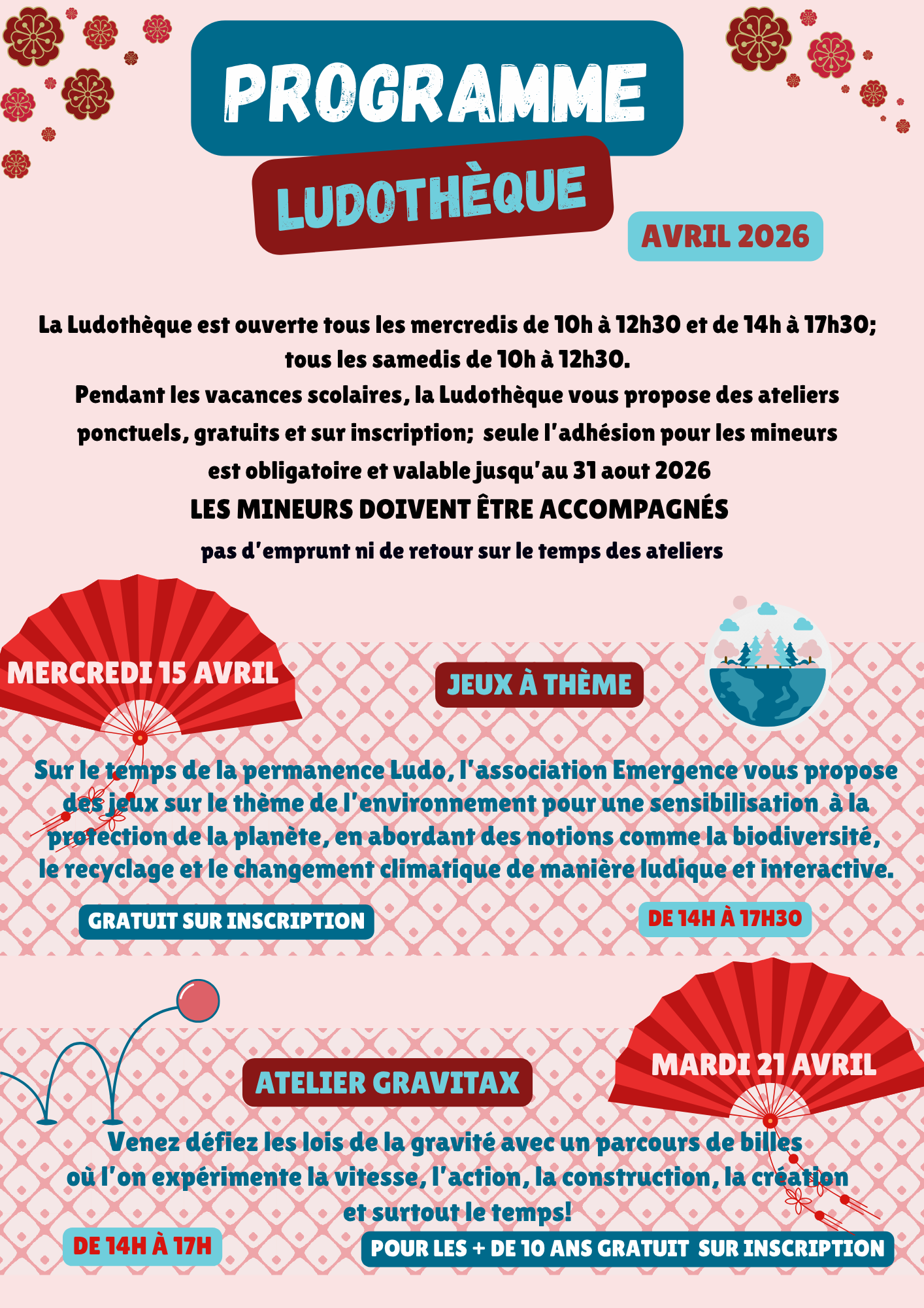Programme de la Ludothèque pour les vacances de Printemps