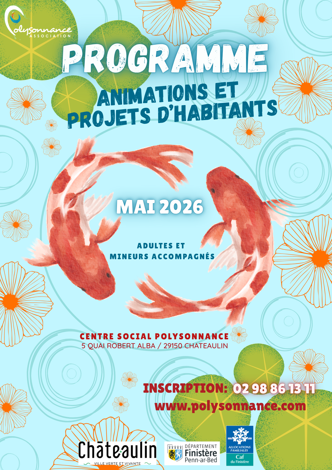 Voici le programme des animations et projets d&rsquo;habitants pour adultes et mineurs accompagnés. Pour plus d&rsquo;infos: 02 98 86 13 11