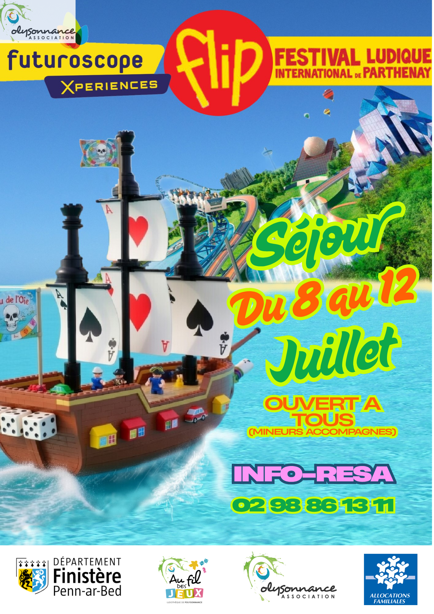 Séjour été en solo, duo ou en famille au Festival du jeu de Parthenay avec un p&rsquo;tit détour au Futuroscope de Poitiers du 8 au 12 juillet 2026! Info: 02 98 86 13 11