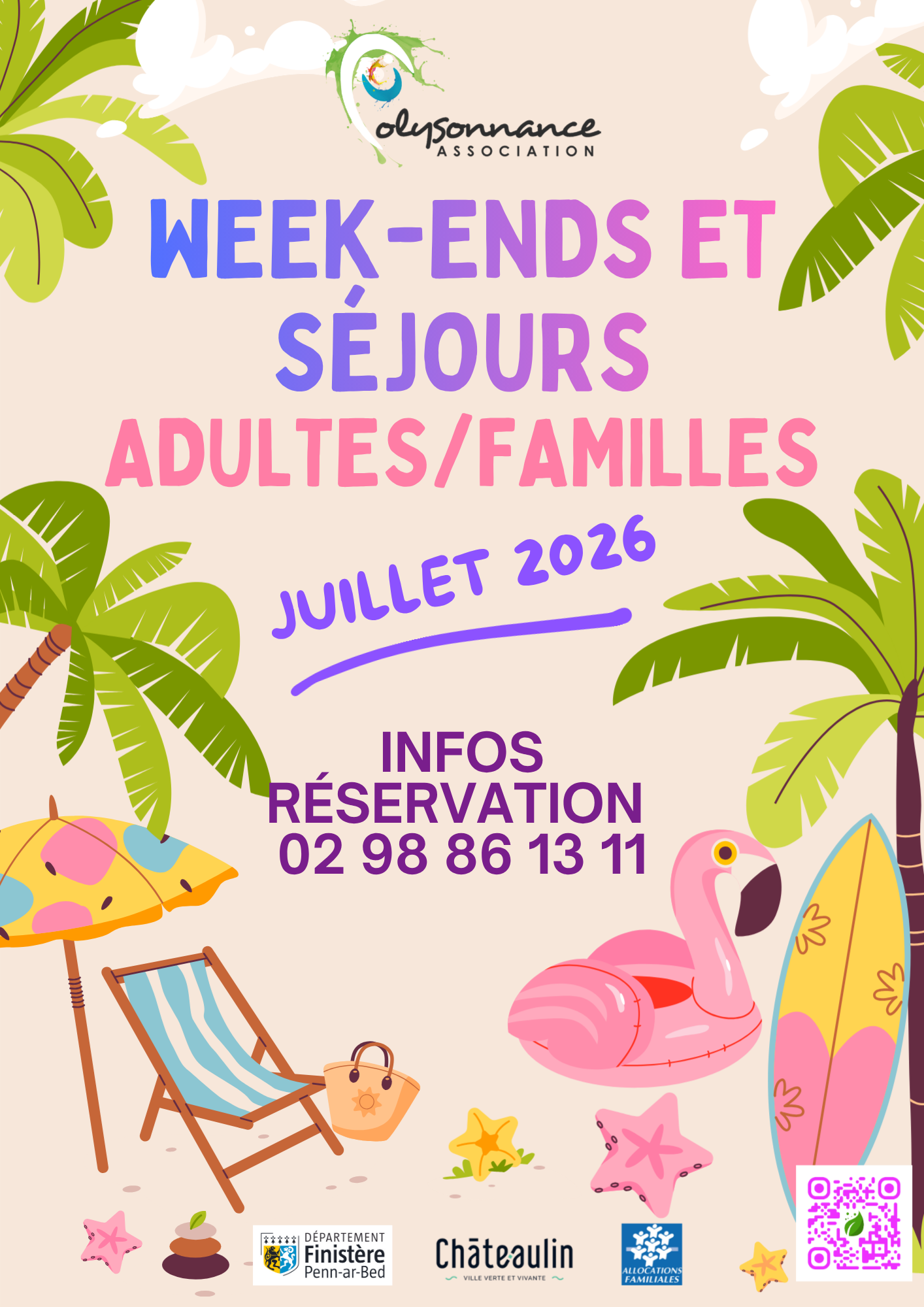 Voici le programme des séjours et week-ends pour adultes et familles en juillet!