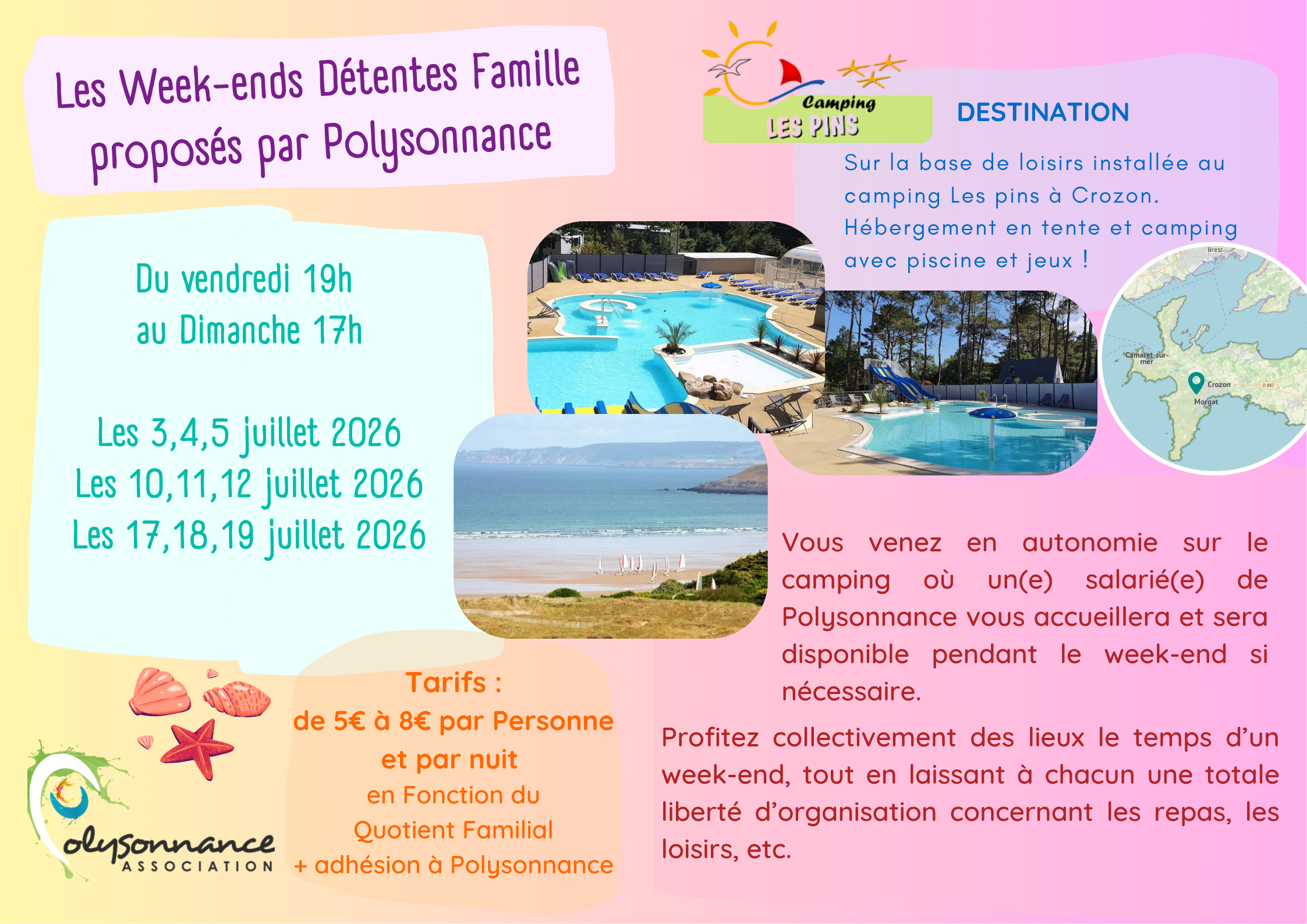 un p&rsquo;tit week-end en famille, en camping et en détente? Info: 02 98 86 13 11