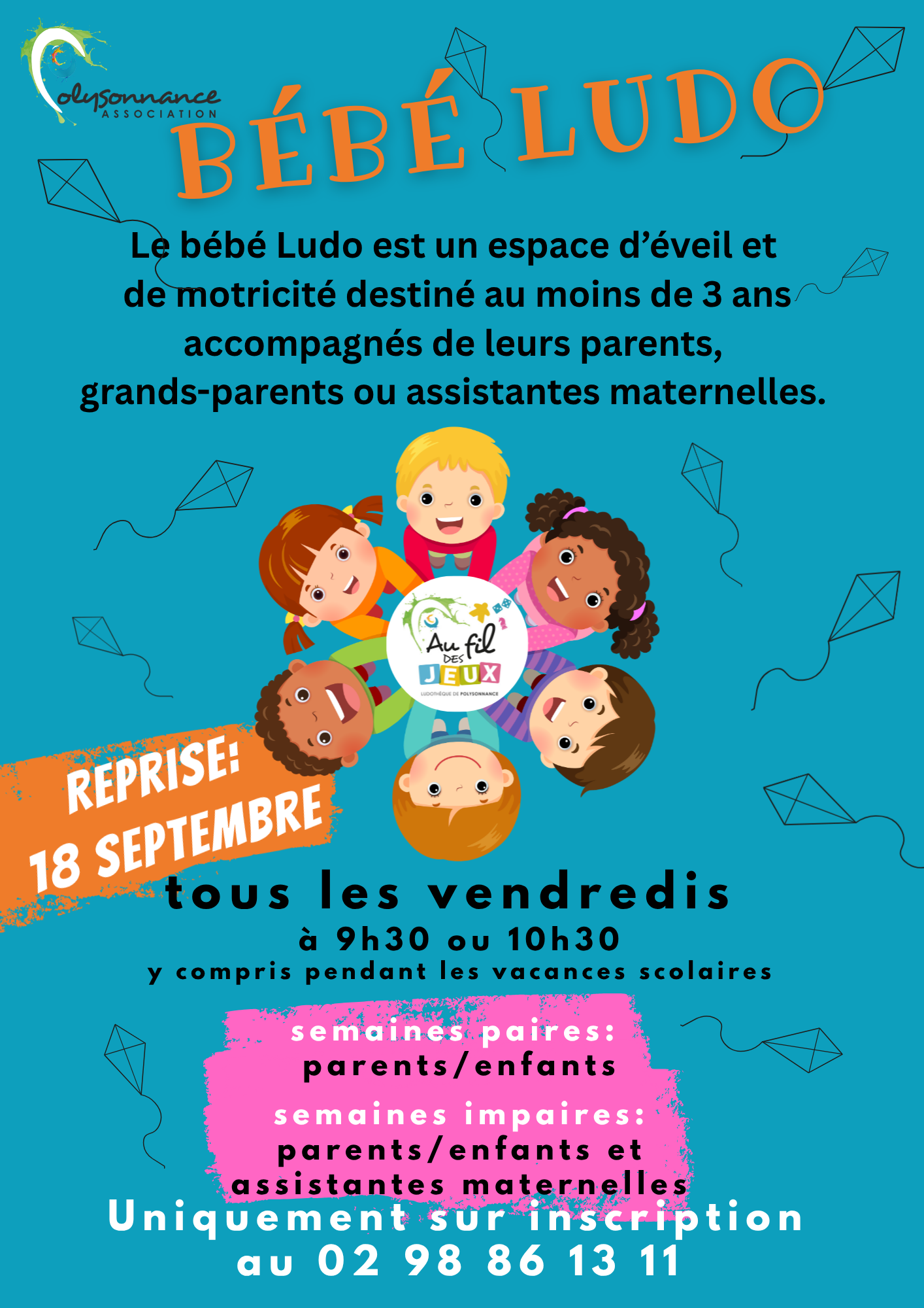 C&rsquo;est aussi la rentrée pour le Bébé Ludo le vendredi 18 septembre! Inscription et info: 02 98 86 13 11