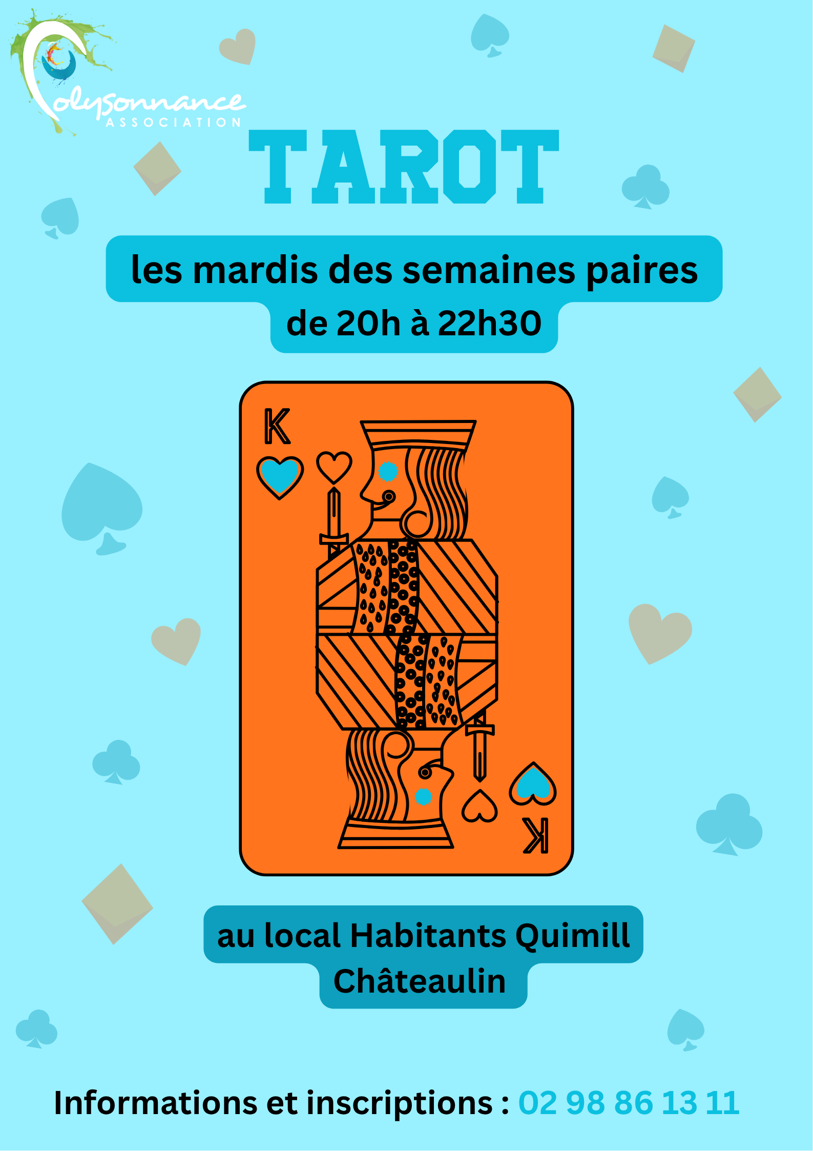 Des soirées Tarot de Folie au Local Habitants Quimill avec Polysonnance! Info et inscription au 02 98 86 13 11