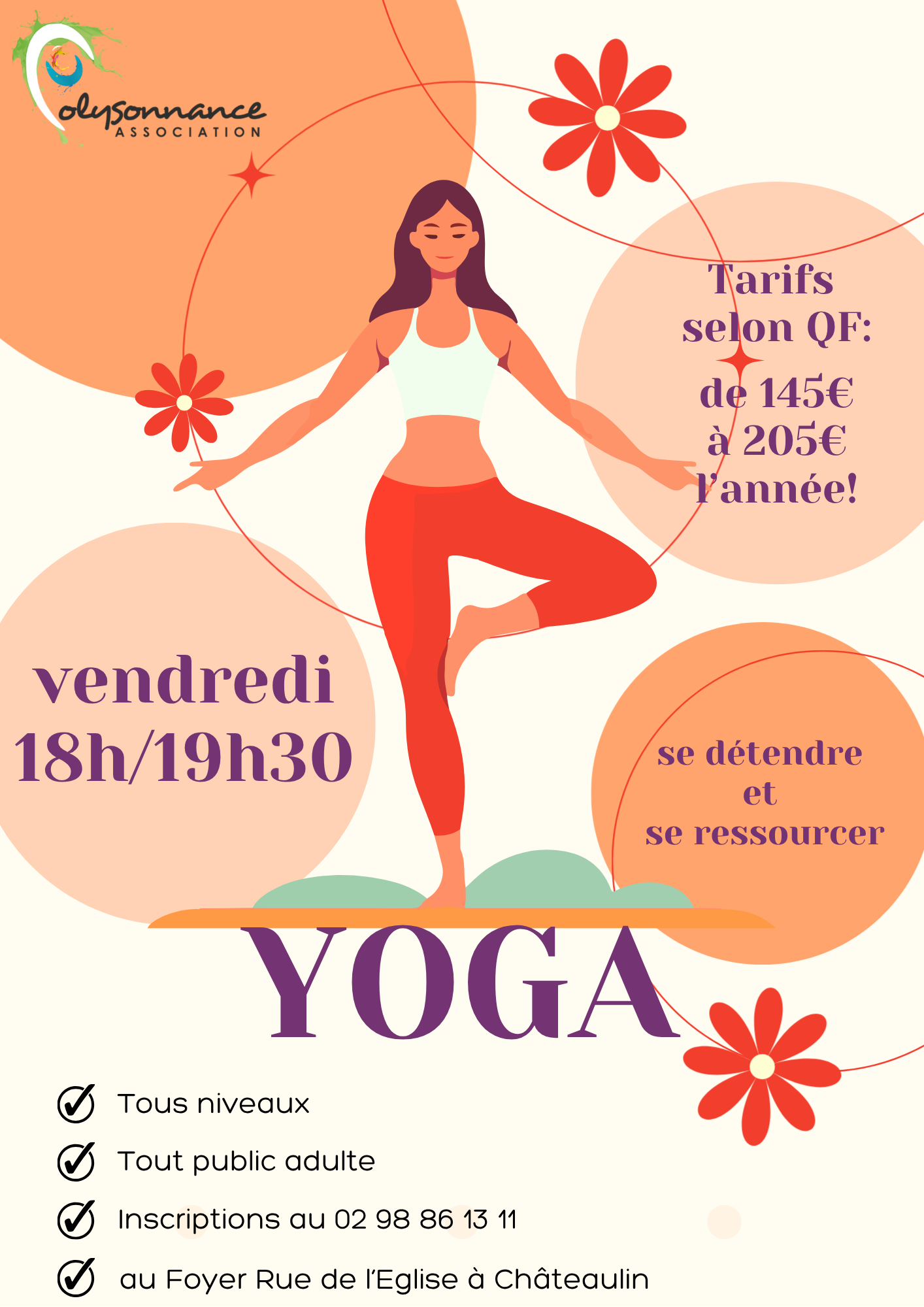 Il reste de la place pour ces séances de YOGA du vendredi! INFO et INSCRIPTIONS au 02 98 86 13 11