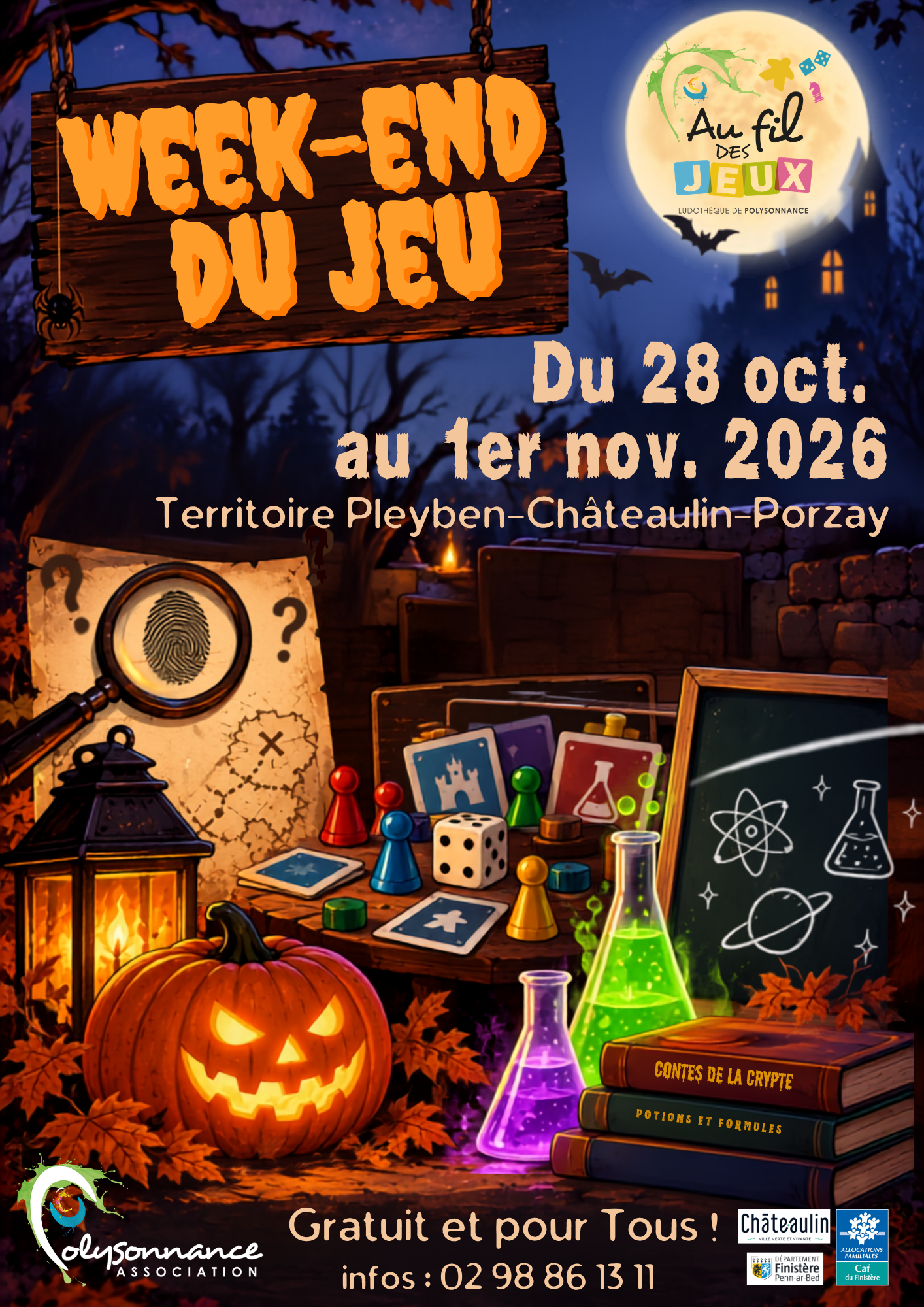 Voici l&rsquo;effrayant programme du WEEK-END du JEU du 28 octobre au 1er novembre!!!! info et inscriptions: 02 98 86 13 11